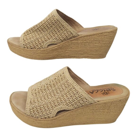 Sbicca Platform Wedge Slide Sandal 10 Espadrille Casual Slip On Tan Natural - Picture 11 of 16